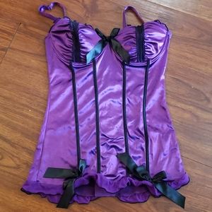 Purple and Black Satin Corset